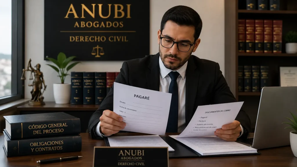 Abogados especializados en derecho civil en Sogamoso firmando contrato en oficina ANUBI
