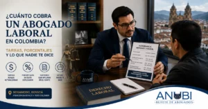 Abogado laboral en Sogamoso revisando documentos de liquidación con trabajador despedido