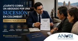 Abogado de sucesiones revisando documentos de herencia en Colombia