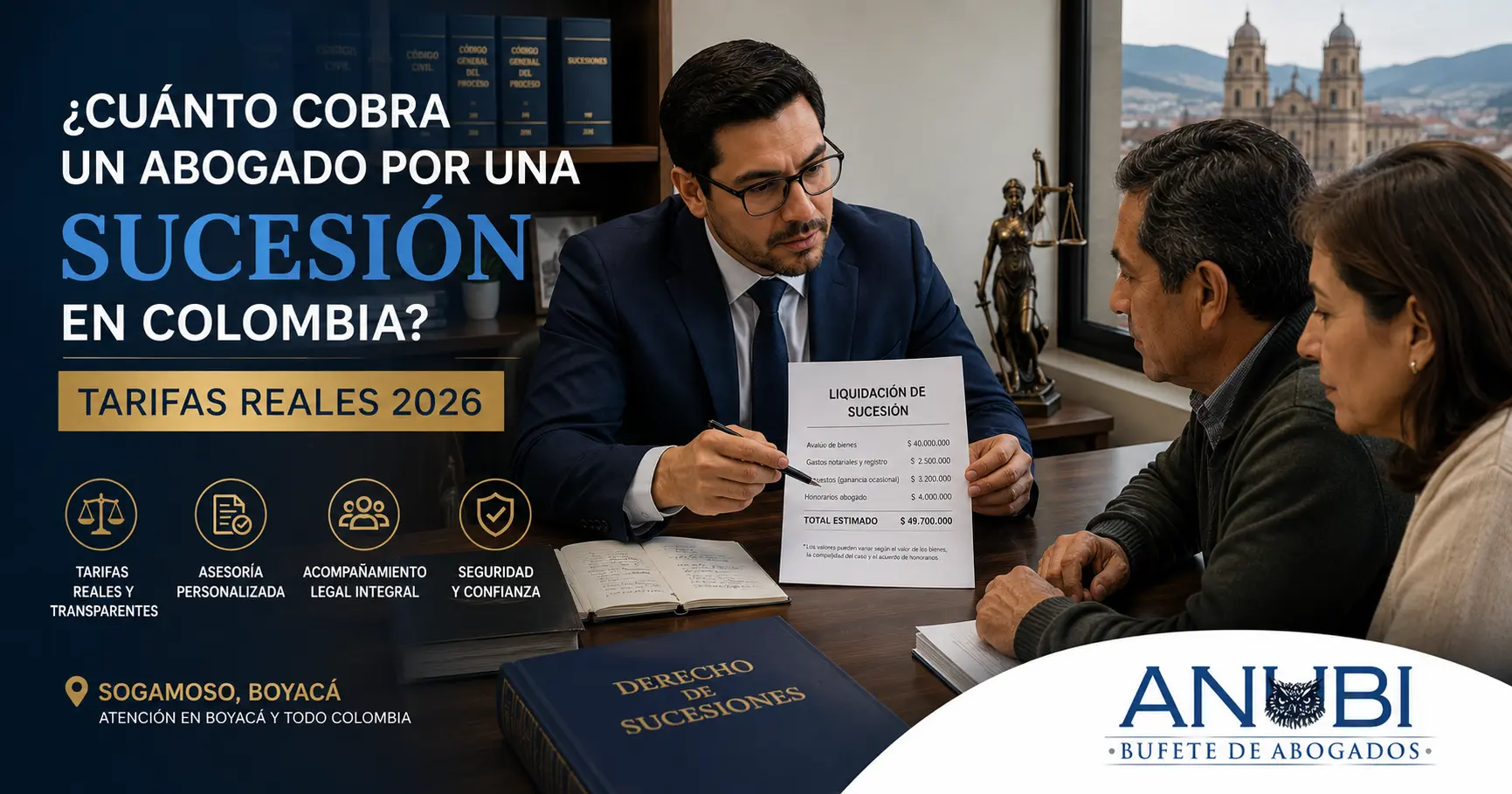 Abogado de sucesiones revisando documentos de herencia en Colombia
