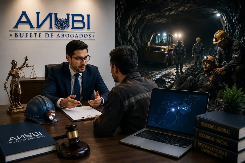 Abogado para accidente laboral en minería en Boyacá · Bufete ANUBI especializado en sector minero
