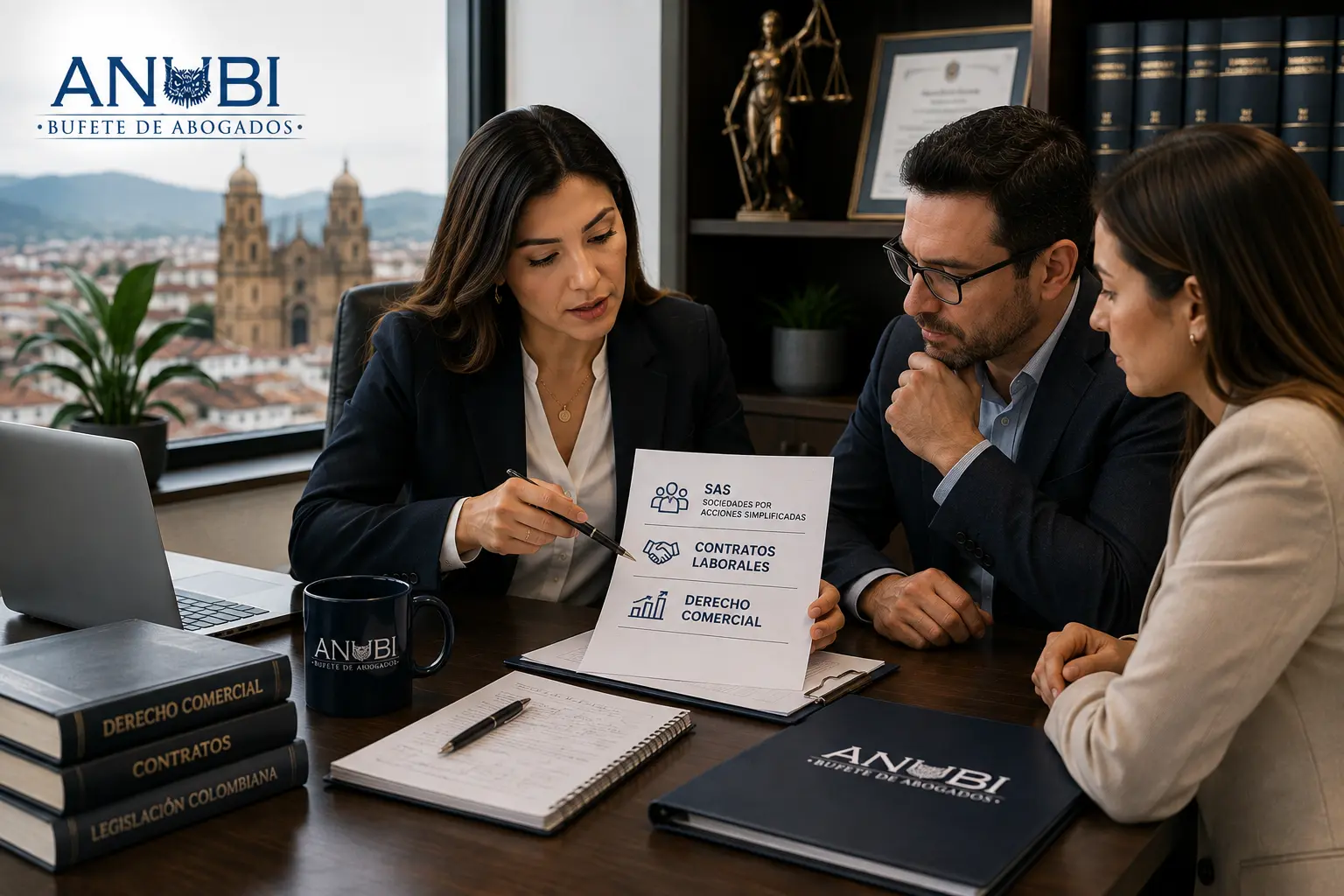 Asesoría jurídica para empresas en Colombia sobre SAS, contratos laborales y Derecho Comercial.