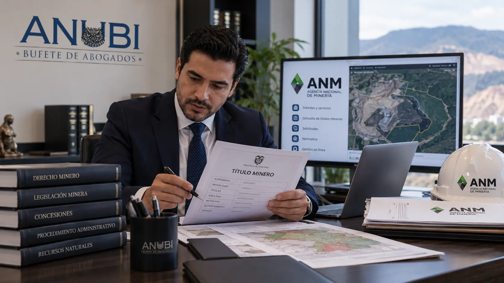 Abogado de derecho minero en Colombia revisando título y trámite ante la ANM