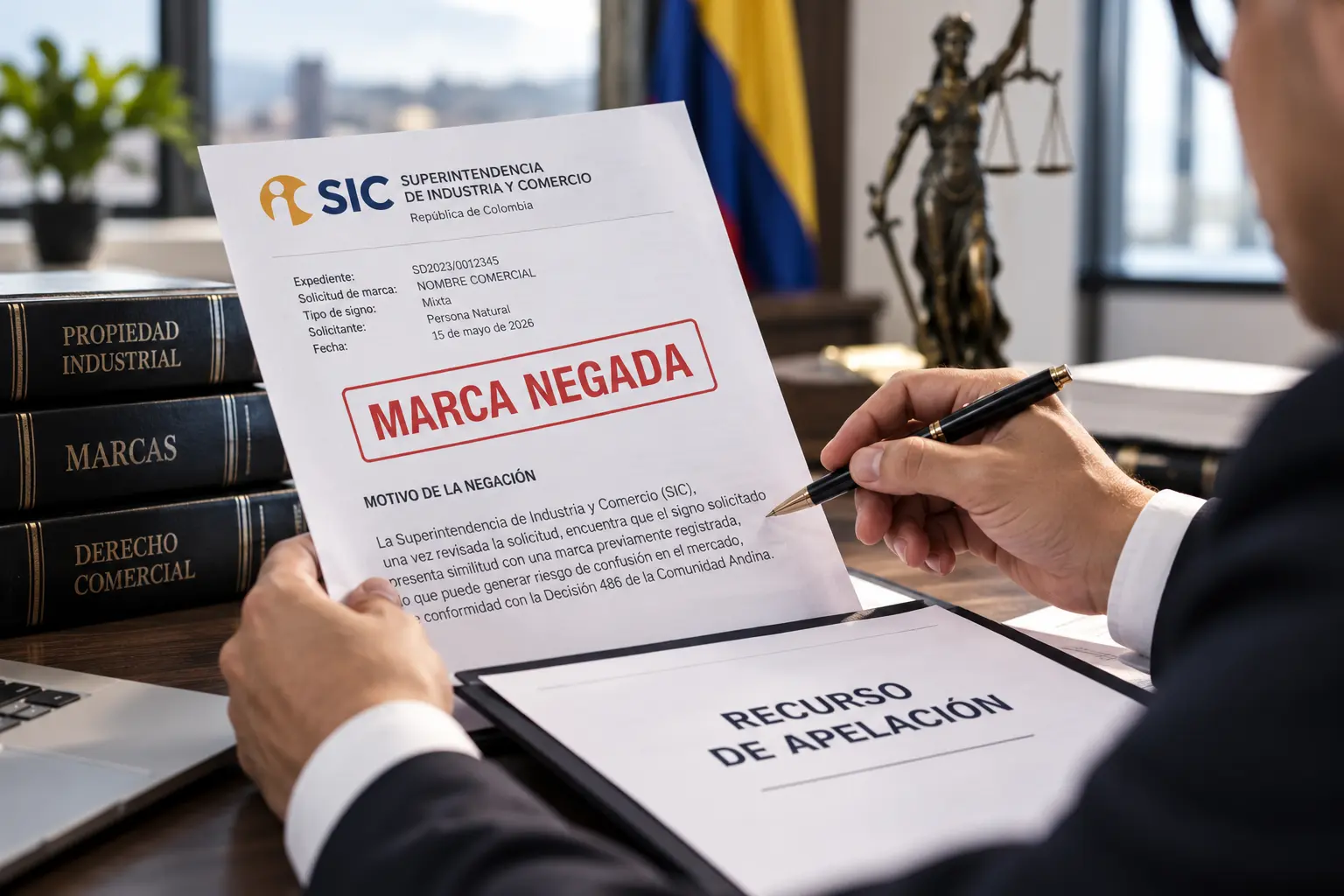 Marca negada por la SIC y recurso de apelación en Colombia
